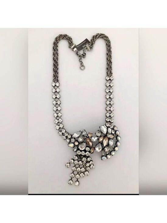 Banana Republic Jewelry - BANANA REPUBLIC ANTIQUE SILVER TONE CUT CRYSTAL 19"-21" NECKLACE NWT